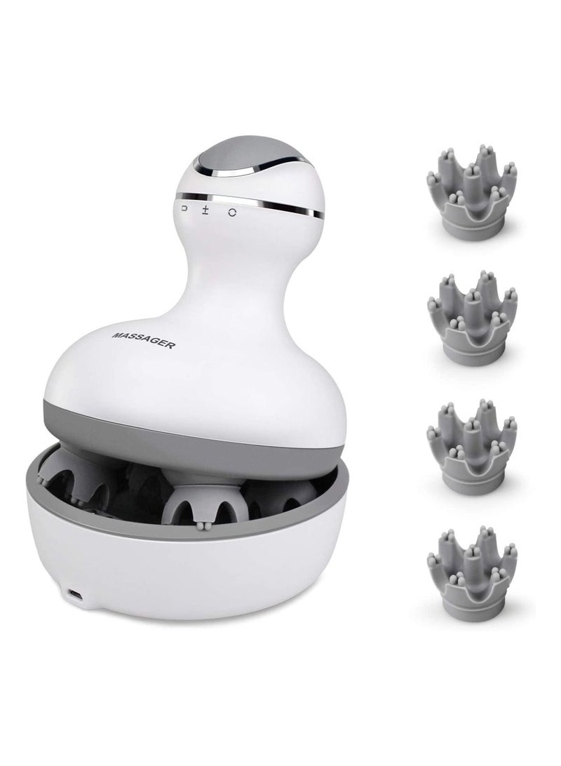 Electric Scalp Massager Cordless Head Massager Scalp Stress Relax for Stimulating Hair Growth Deep Clean Blood Circulation and Stress Release for Pet with Four Replacement Massage Heads - Image 1