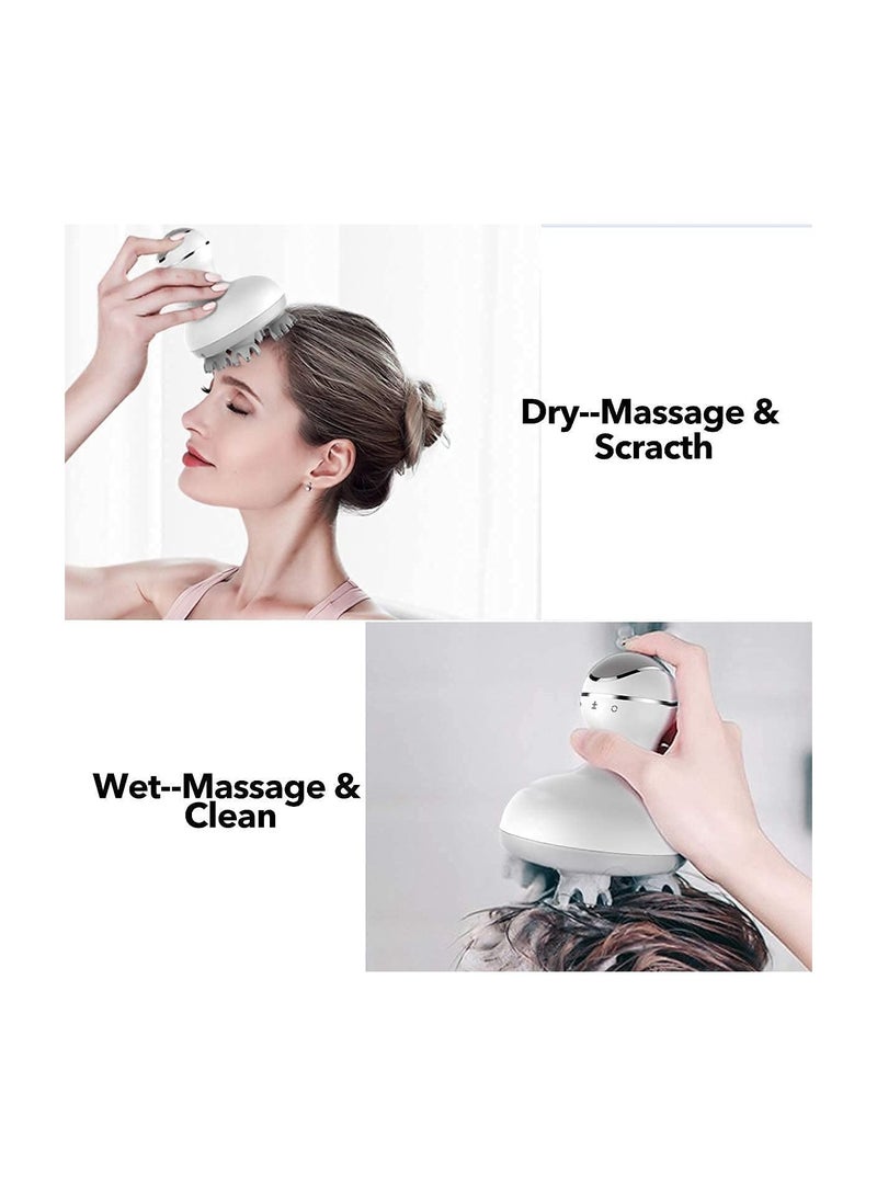 Electric Scalp Massager Cordless Head Massager Scalp Stress Relax for Stimulating Hair Growth Deep Clean Blood Circulation and Stress Release for Pet with Four Replacement Massage Heads - Image 4