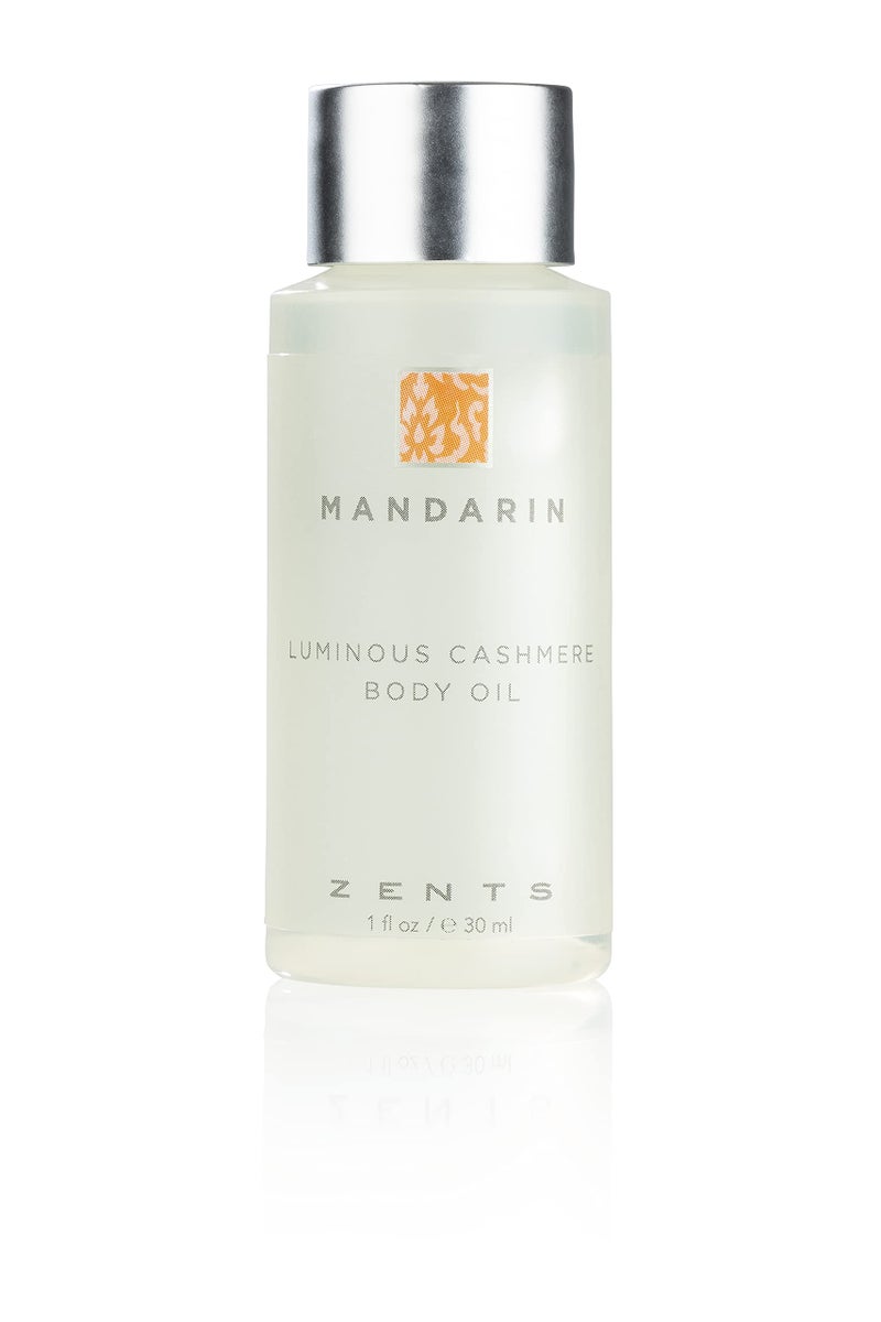 Zents Luminous Cashmere Body Oil (Travel Size - Mandarin Fragrance) | Moisturizing Body Oil with Vitamin E & Organic Coconut Oil | Softens & Smooths Skin | 1 fl oz | TSA Approved - Image 1
