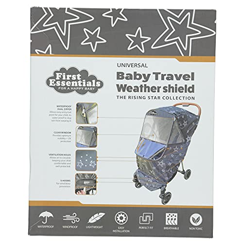 First Essentials Stroller Rain Cover Universal, Baby Travel Weather Shield, Windproof Waterproof, Protect from Dust Snow (Gray) - Image 3