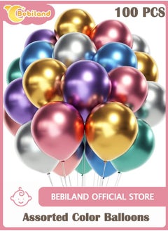 Bebiland 100 PCS Assorted Color Balloons, Multicolor Balloons for Party Decoration, Birthday, Wedding, Party Supplies (Multicolor)  - Image 1