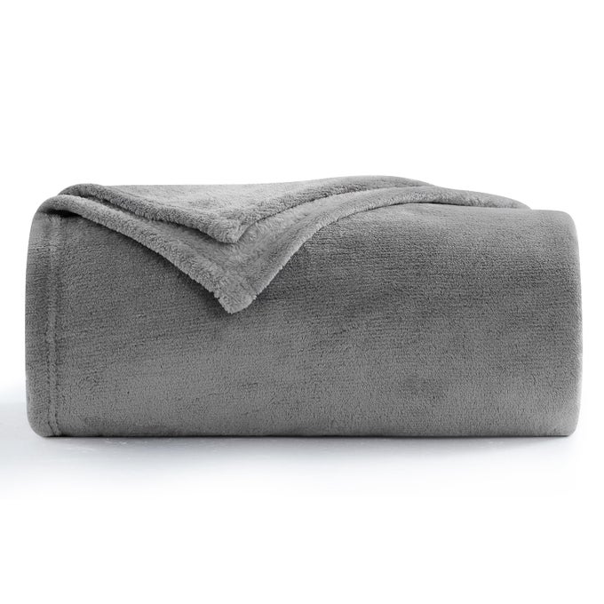FLEECE BLANKET GREY THROW VERSATILE SOFT WARM FLUFFY THROWS FOR BED DOUBLE SIZE COZY SOLID FLANNEL TWIN BLANKETS FOR SOFA COUCH 150X200CM GRAY