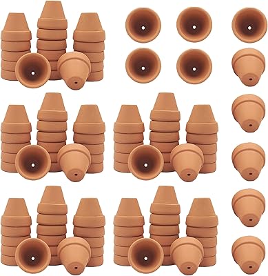 Yishang Yishang Mini Terracotta Pots with Drainage Holes - 1.2 inches Succulent Cactus Nursery Planter,Tiny Clay Nursery Pots  - Image 1