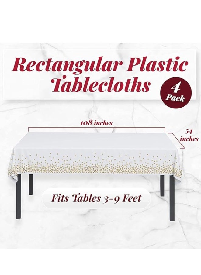 Generic Disposable Plastic Tablecloth 4 Pack 137x274cm with Gold Polka Dots - Perfect for Parties and Events  - Image 2