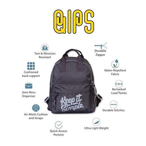 QIPS Keep It Simple 11-Inch Stylish & Trendy Mini Backpack for Travel, College & Daily Use | Compact & Durable Bag for Girls & Women - Dark Grey - Image 4