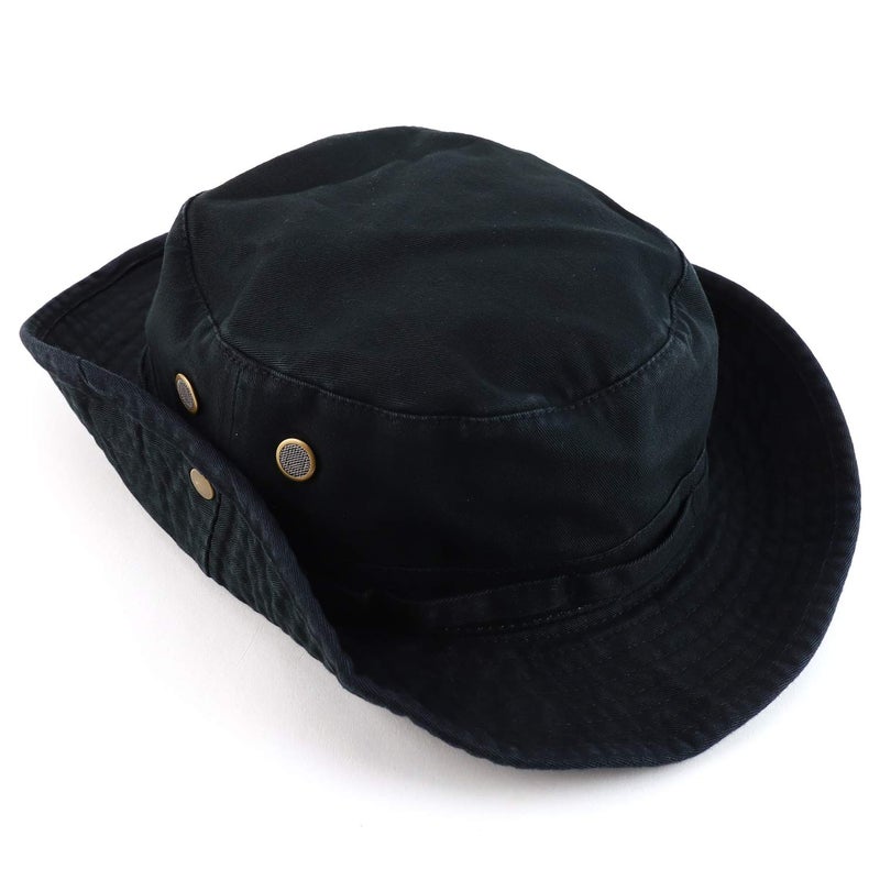 Armycrew Big Oversized Jungle Boonie Bucket Hat with Chin String Fits Upto XXXL - Black - 2XL-3XL - Image 4