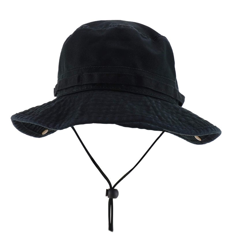 Armycrew Big Oversized Jungle Boonie Bucket Hat with Chin String Fits Upto XXXL - Black - 2XL-3XL - Image 2
