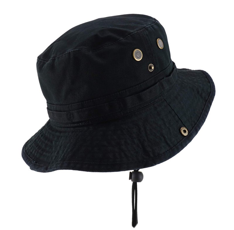 Armycrew Big Oversized Jungle Boonie Bucket Hat with Chin String Fits Upto XXXL - Black - 2XL-3XL - Image 3