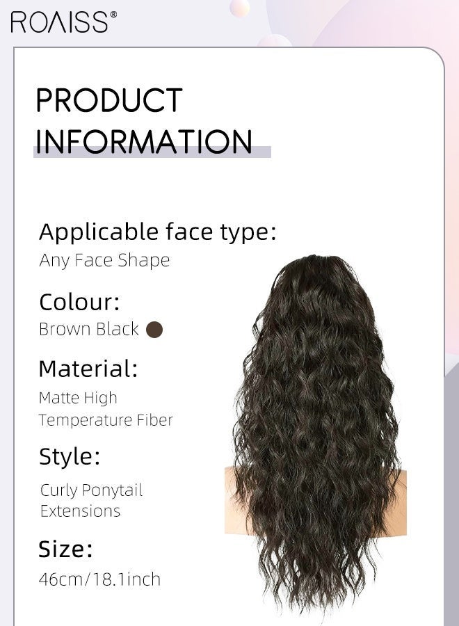roaiss 18 Inch Ponytail Extensions Synthetic Pony Tail for Daily Party Use Long Curly Hair Ponytail Extension Claw Jaw Clip Natural Fluffy Ponytail Wig with Drawstring for Women - Image 2