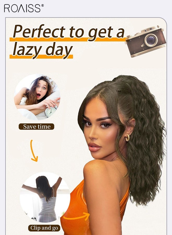 roaiss 18 Inch Ponytail Extensions Synthetic Pony Tail for Daily Party Use Long Curly Hair Ponytail Extension Claw Jaw Clip Natural Fluffy Ponytail Wig with Drawstring for Women - Image 4