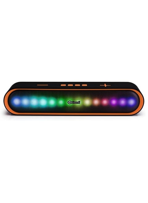Kisonli LED-915 soundbar music speaker, bluetooth, RGB, 3 lighting modes switch,stereo, fancy music rhythm - orange