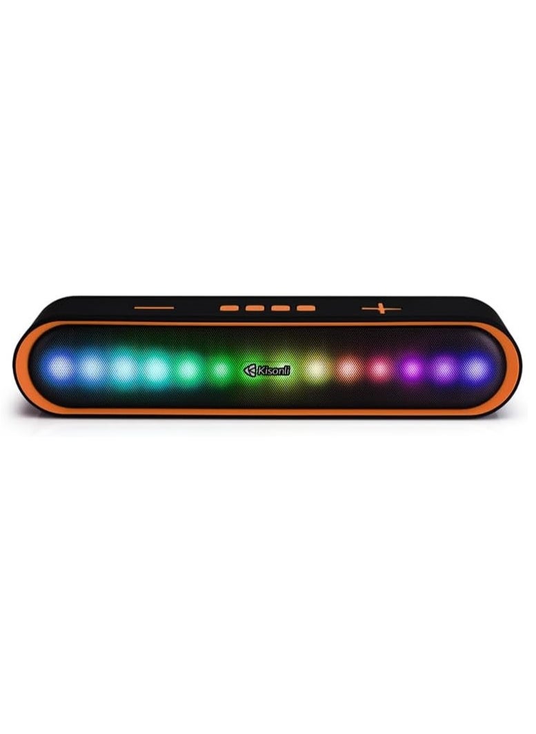 Kisonli - Kisonli LED-915 soundbar music speaker, bluetooth, RGB, 3 lighting modes switch,stereo, fancy music rhythm - orange - Image 1