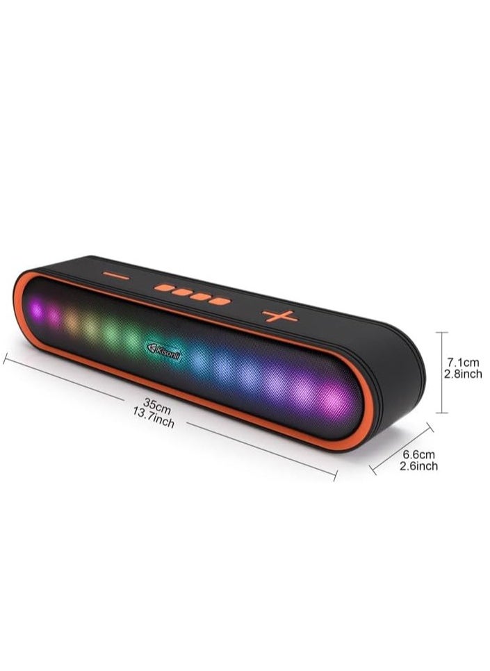 Kisonli - Kisonli LED-915 soundbar music speaker, bluetooth, RGB, 3 lighting modes switch,stereo, fancy music rhythm - orange - Image 1