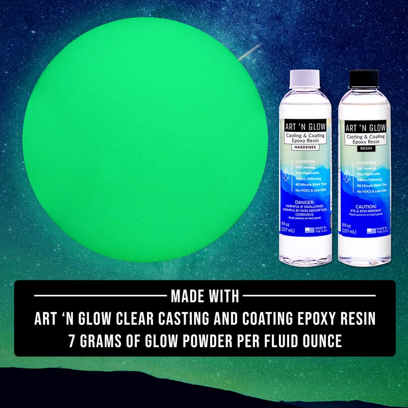 Art 'N Glow مسحوق صبغة متوهجة في الظلام - لون محايد وفلوري للفنون التشكيلية، الفنون الجميلة، طلاء الأظافر، والأشغال اليدوية - طويل الأمد، أكثر من 10 خيارات لونية - أخضر محايد - (12 جرام) - Image 3