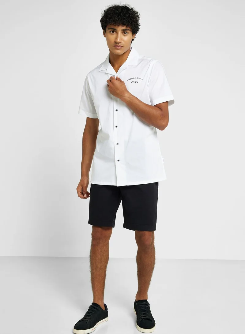 توماس سكوت Thomas Scott Classic Slim Fit Cuban Collar Cotton Casual Shirt