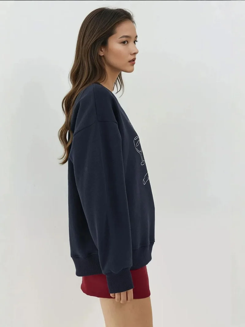 HICCUP Printed Crew Neck Sweatshirt