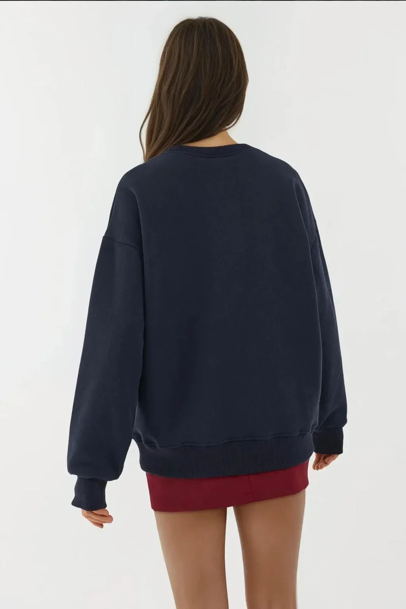 Hiccup Midnight Blue Printed Crew Neck Sweatshirt for Women | Best Price UAE