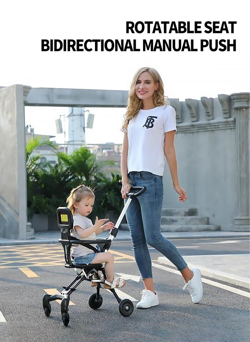 4 Wheels Baby Stroller Lightweight Quick One Hand Fold With Top Tray Compact And Stylish Design For Newborn To 3 Years Baby stroller, Child stroller, Lightweight travel stroller with adjustable handle and backrest, one-hand fold, for overhead airplane storage, shopping, walking, traveling - Image 2