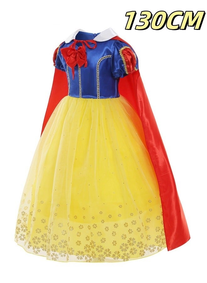 MIXDE White Snow Costume with Red Cloak, Deluxe White Snow Princess Dress with Exquisite Craftsmanship, Fancy Elegant Princess Dress Up for Girls, Suitable for Role-playing and Themed Parties, Perfect Gift(130CM) - Image 1