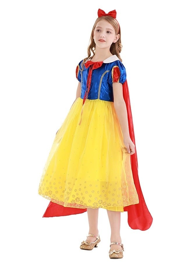 MIXDE White Snow Costume with Red Cloak, Deluxe White Snow Princess Dress with Exquisite Craftsmanship, Fancy Elegant Princess Dress Up for Girls, Suitable for Role-playing and Themed Parties, Perfect Gift(130CM) - Image 4