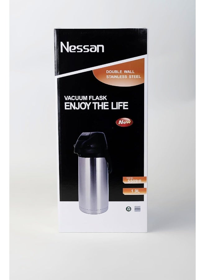 Nessan Nessan Insulated Coffee Tea Dispenser - Black and silver, 1.9 Liter, SS09HI - Image 5