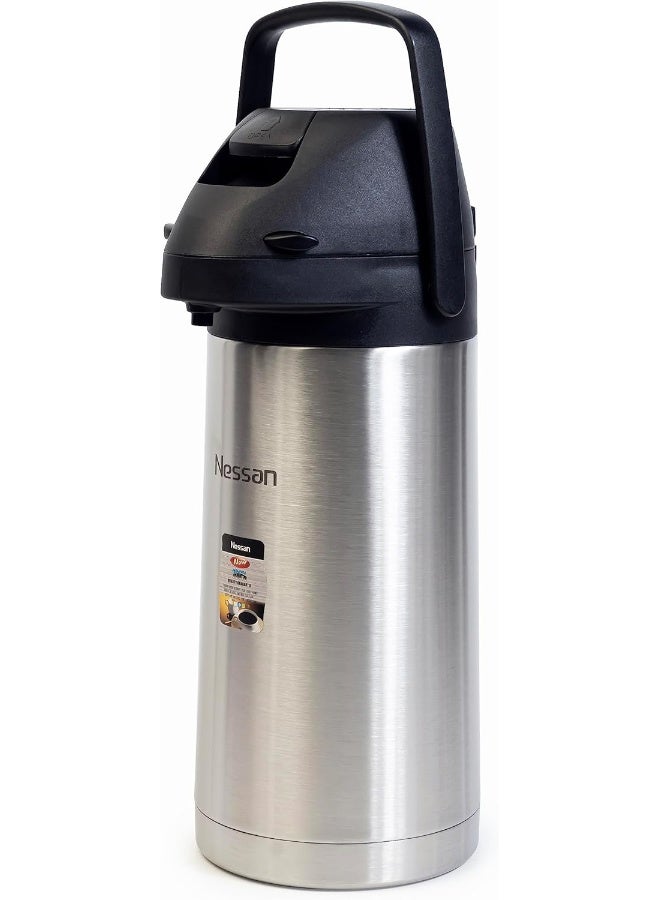 Nessan Nessan Insulated Coffee Tea Dispenser - Black and silver, 1.9 Liter, SS09HI - Image 1