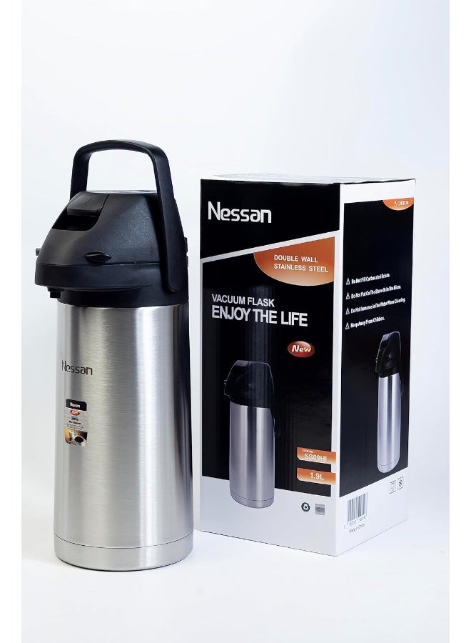 Nessan Nessan Insulated Coffee Tea Dispenser - Black and silver, 1.9 Liter, SS09HI - Image 3