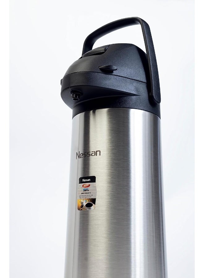 Nessan Nessan Insulated Coffee Tea Dispenser - Black and silver, 1.9 Liter, SS09HI - Image 4