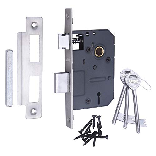 Atom Heavy Duty Mortise Door Lock for Bedroom, Living Room, Main Door, Silver Satin Finish | 3 Keys | 6 Lever Double Stage Lockset for House Hotel Office(805KY) - Image 5
