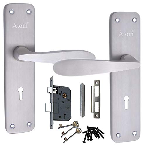 Atom Heavy Duty Mortise Door Lock for Bedroom, Living Room, Main Door, Silver Satin Finish | 3 Keys | 6 Lever Double Stage Lockset for House Hotel Office(805KY) - Image 1