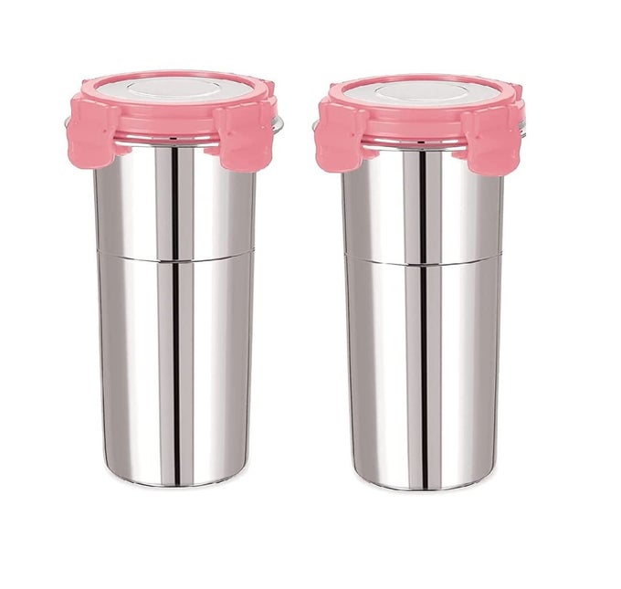 LEAK PROOF CLICK AND SEAL LOCK STAINLESS STEEL STORAGEAIR TIGHT TIFFIN CONTAINERLUNCH CONTAINER WITH STEEL LID FUSION 2 600 ML