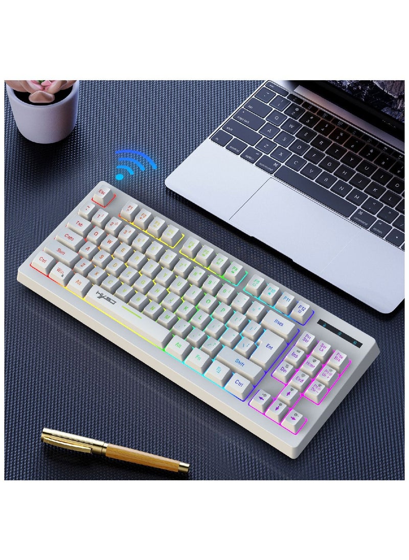 HXSJ - Wireless Mechanical Gaming Keyboard 60% Compact 87 Key Tenkeyless RGB Backlit Computer Keyboard  For Windows PC Gamers - Image 1