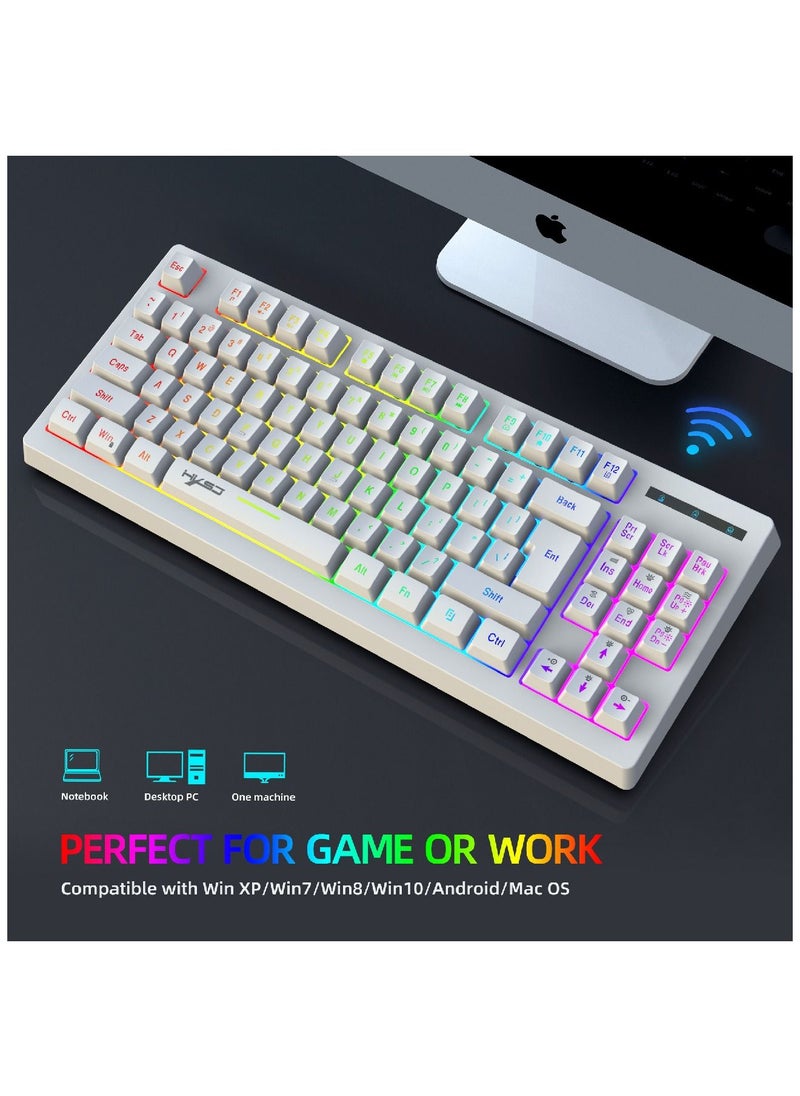 HXSJ - Wireless Mechanical Gaming Keyboard 60% Compact 87 Key Tenkeyless RGB Backlit Computer Keyboard  For Windows PC Gamers - Image 1