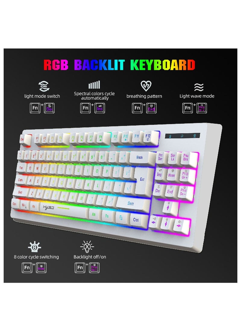 HXSJ - Wireless Mechanical Gaming Keyboard 60% Compact 87 Key Tenkeyless RGB Backlit Computer Keyboard  For Windows PC Gamers - Image 1