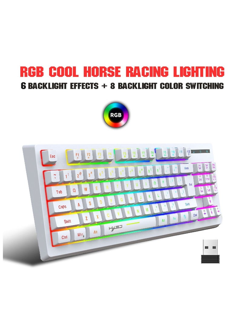 HXSJ - Wireless Mechanical Gaming Keyboard 60% Compact 87 Key Tenkeyless RGB Backlit Computer Keyboard  For Windows PC Gamers - Image 1
