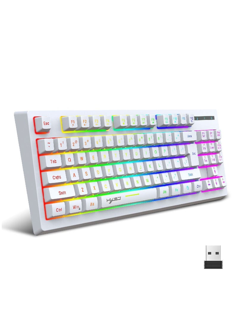 HXSJ - Wireless Mechanical Gaming Keyboard 60% Compact 87 Key Tenkeyless RGB Backlit Computer Keyboard  For Windows PC Gamers - Image 1