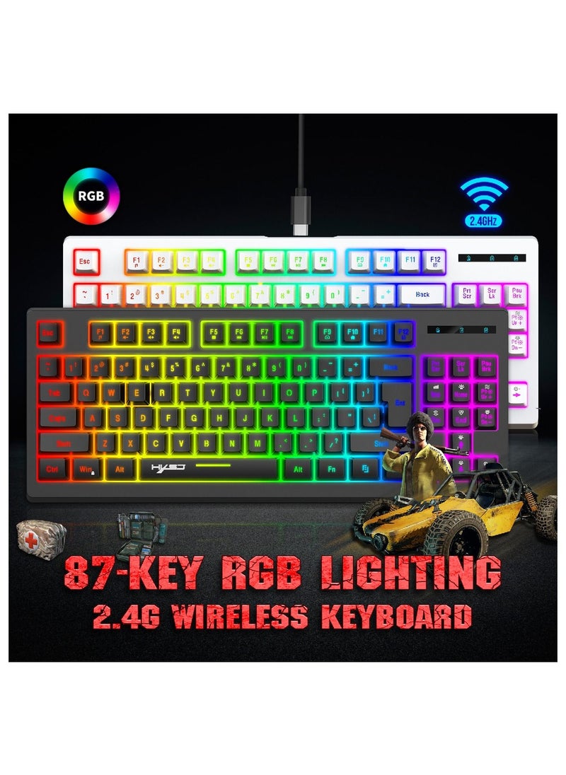 HXSJ - Wireless Mechanical Gaming Keyboard 60% Compact 87 Key Tenkeyless RGB Backlit Computer Keyboard  For Windows PC Gamers - Image 1