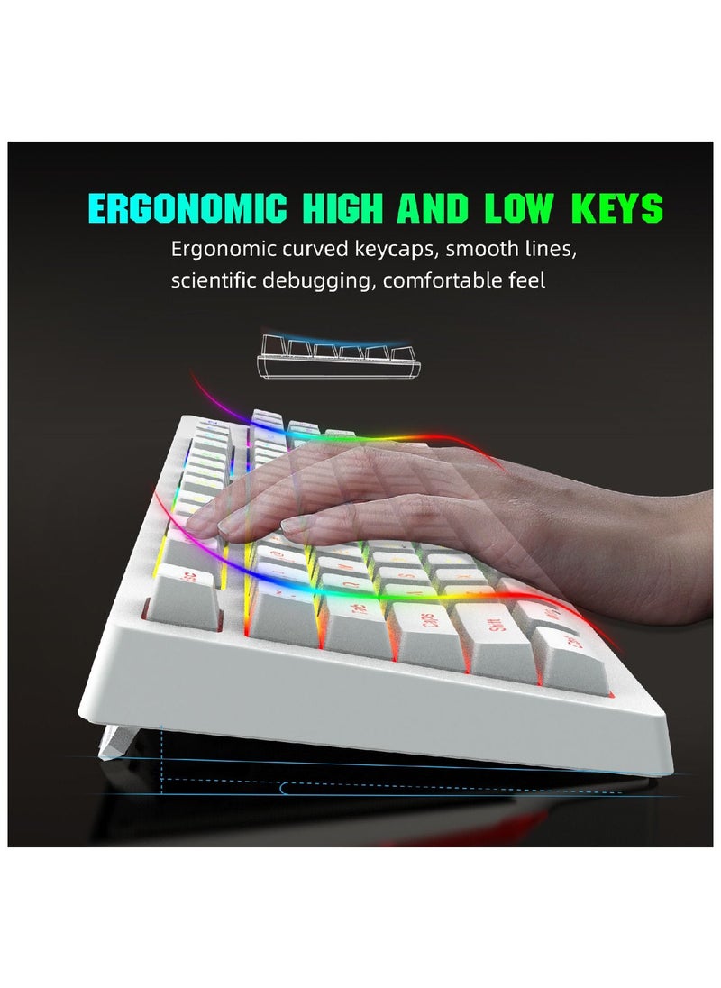 HXSJ - Wireless Mechanical Gaming Keyboard 60% Compact 87 Key Tenkeyless RGB Backlit Computer Keyboard  For Windows PC Gamers - Image 1