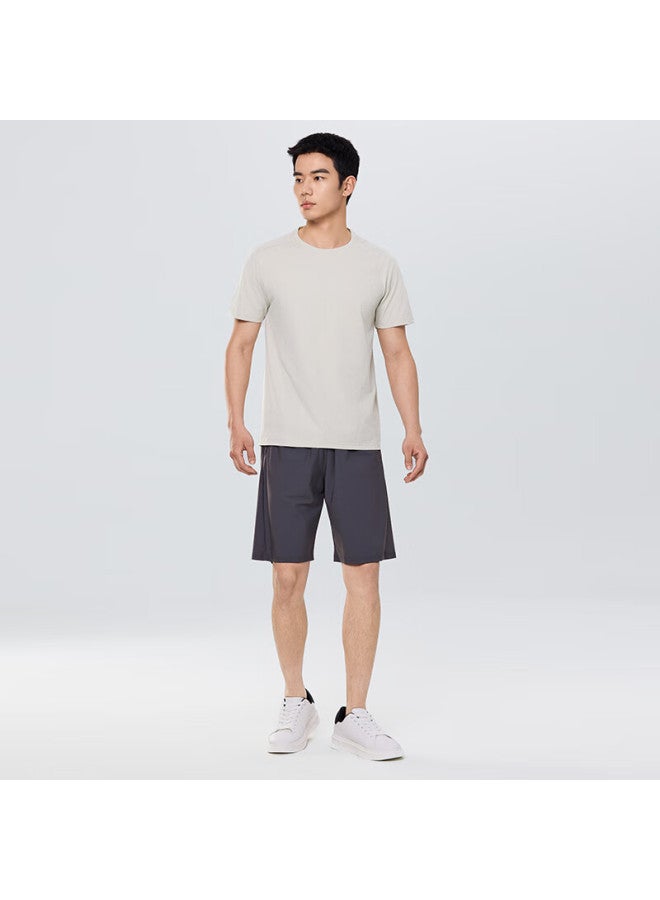 Markless Men's Summer Cotton-feel Quick-dry Short-sleeve T-shirt, Breathable Dry Top, 5657 Apricot Color, Size M - Image 2