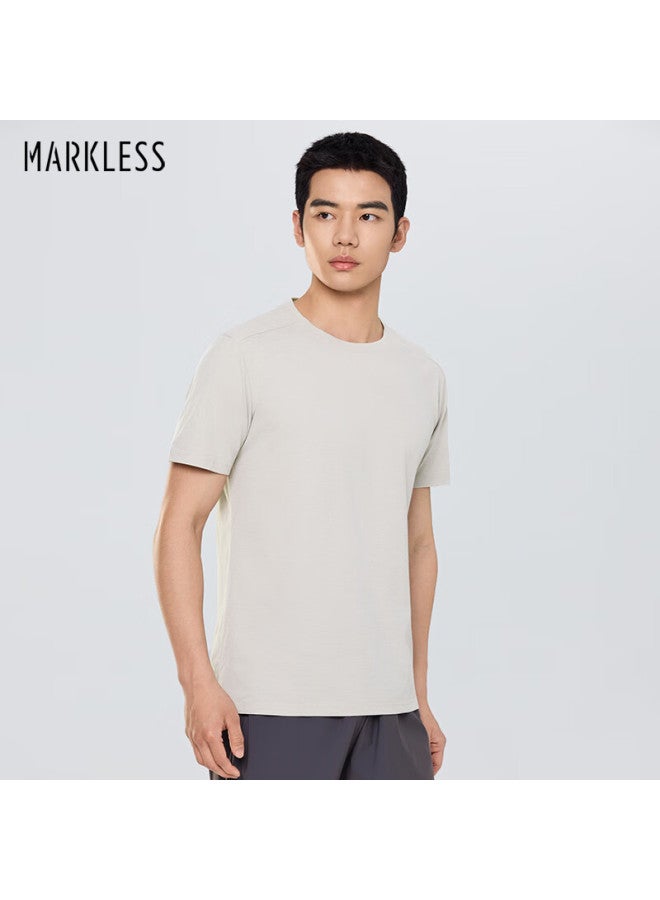 Markless Men's Summer Cotton-feel Quick-dry Short-sleeve T-shirt, Breathable Dry Top, 5657 Apricot Color, Size M - Image 1