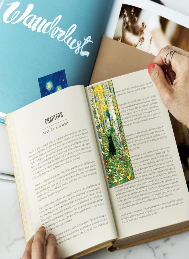 RUBOAOA 60 Pcs Black Cat Bookmarks Bulk, Cute Oil Painting Art Book Marks for Reading Women, Aesthetic Cat Page Markers for Book Lovers, Cat Lover Gifts for Christmas Birthday School Office Supplies - Image 5