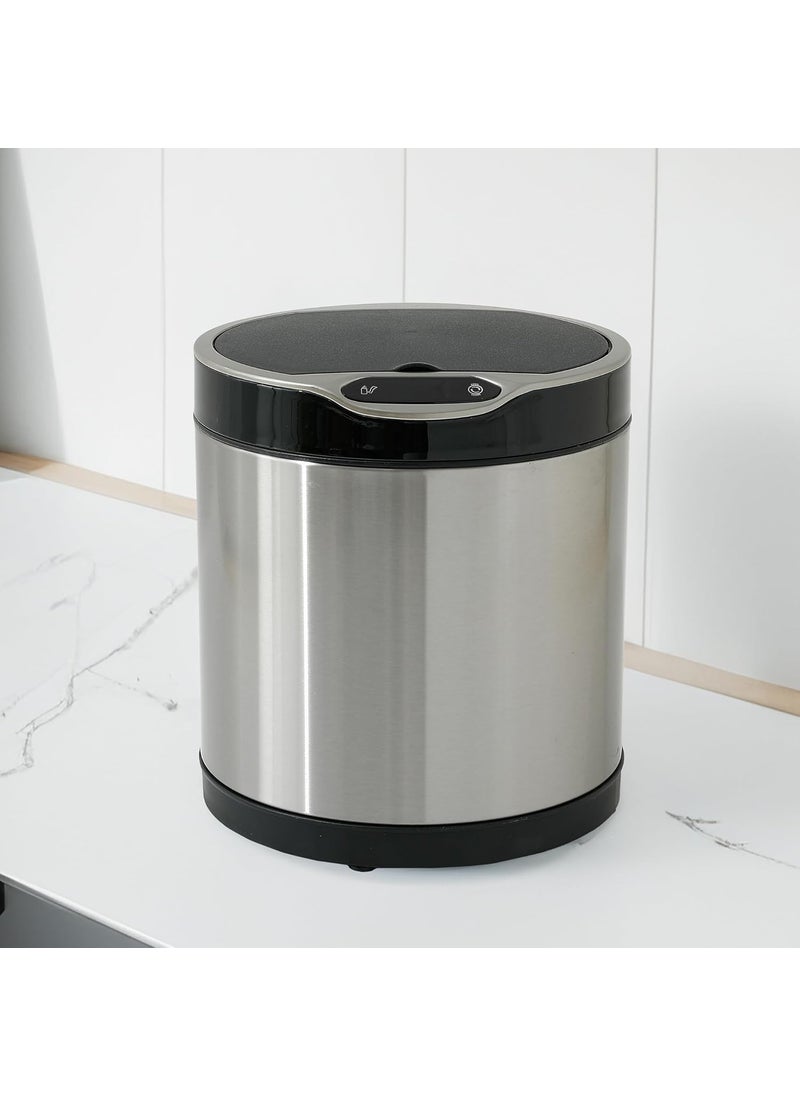 Umai UMAI Stainless Steel Dustbin With Lid Automatic Dustbin With Inner Bucket 6L Dustbin For Kitchen Round Dustbin For Bathroom Dustbin For Bedroom Dustbin For Home Office Silver  - Image 1
