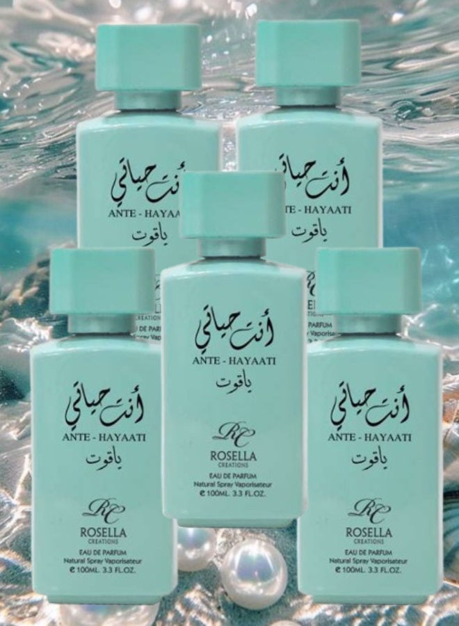 Rosella 5 Pieces Ante Hayaati Yaqot Perfume 100ML - Image 1