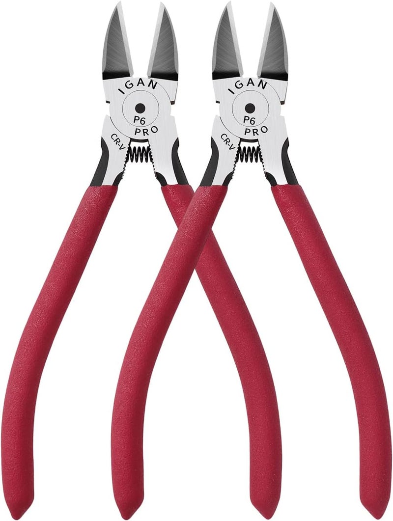 IGAN -P6 Wire Cutters (Pack of 2), 6-inch Ultra Sharp & Powerful Side-cutting Pliers with Longer Flush Cutting Edge, Ideal Wire Cutter for Crafts, Floral, Electrical & Any Clean Cut Needs - Image 1