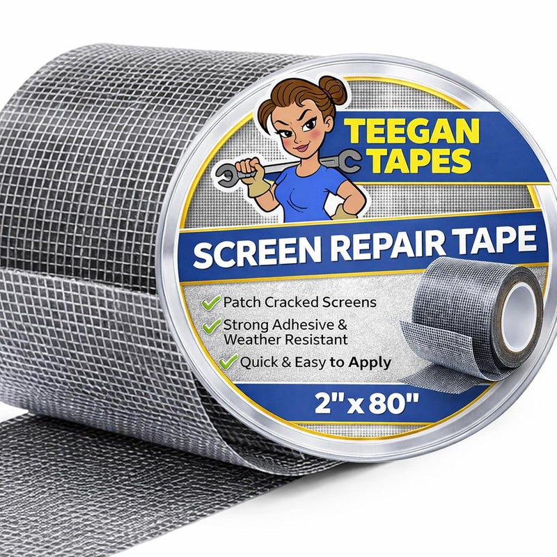 Gaffer Power Screen Door Repair Tape | Fiberglass Covering Wire Mesh Tape | Strong Adhesive | Repair Hole Tears | Home, Camper, RV, Cottage | 2 Inch X 6.7 Feet - Image 1