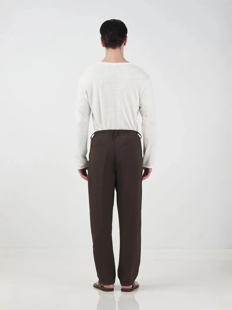 Giesto Mocha Brown GIESTO Straight Leg Pleated Trousers for Men | Best Price UAE