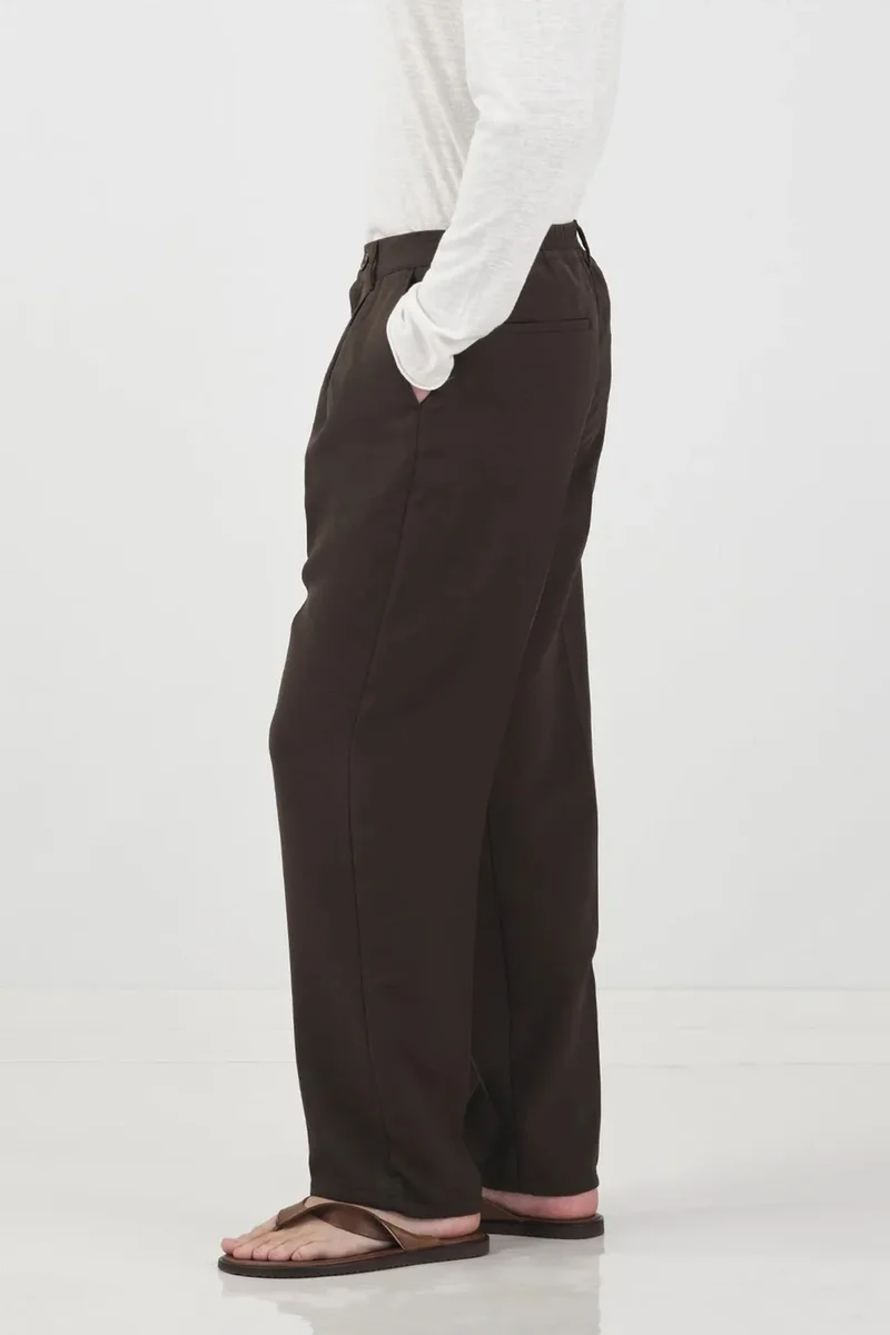 Giesto Mocha Brown GIESTO Straight Leg Pleated Trousers for Men | Best Price UAE