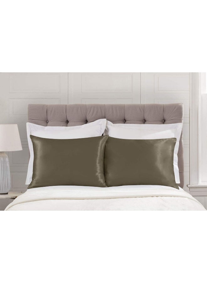 ShopBedding Satin Pillowcase with Zipper, for Hair and Skin Care, Feels Soft and Cool Like a Silk Pillowcase, Satin Pillow Cases 2 Pack, Slik Pillow Cover, Pewter, Queen Size - Set of 2 - Blissford - Image 3