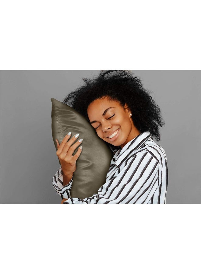 ShopBedding Satin Pillowcase with Zipper, for Hair and Skin Care, Feels Soft and Cool Like a Silk Pillowcase, Satin Pillow Cases 2 Pack, Slik Pillow Cover, Pewter, Queen Size - Set of 2 - Blissford - Image 5