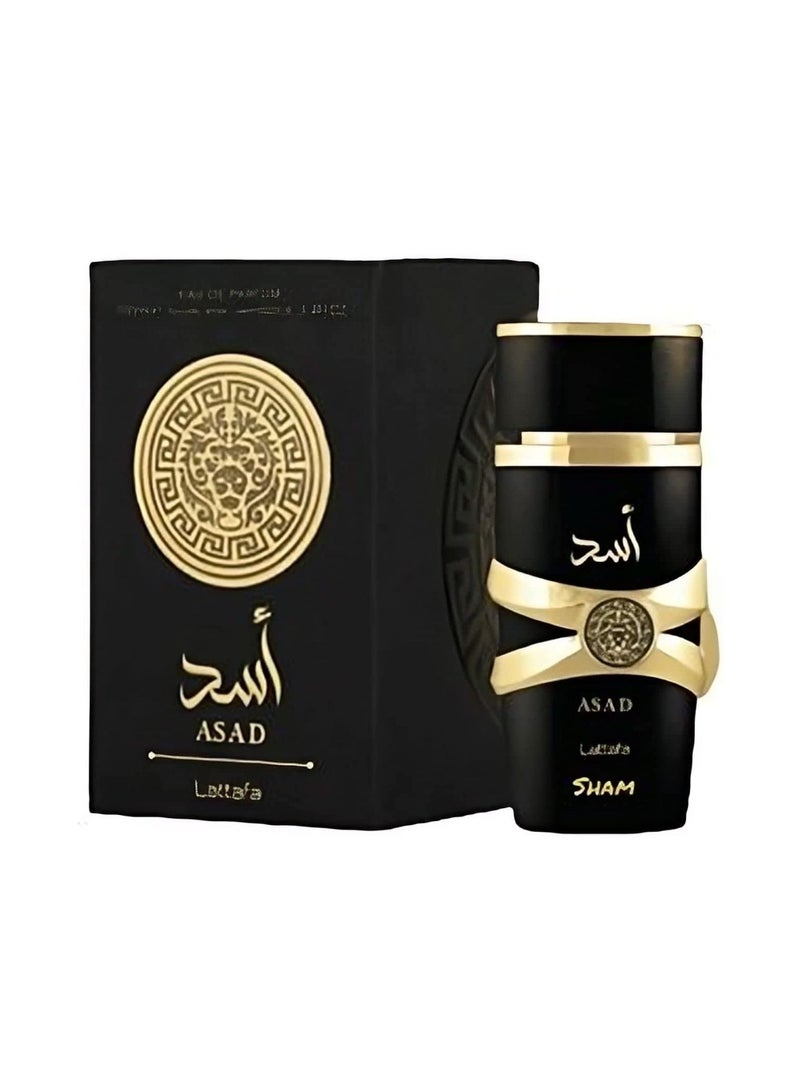 Lattafa Imported Long Lasting Luxury Perfume Asad Premium Refreshing Oud and Musk Fragrances Eau De Parfum 100 ml Perfume for Unisex (Pack of 1) - Image 1